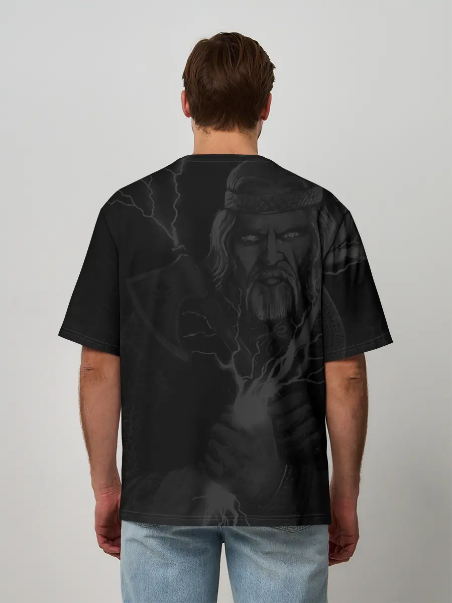 Мужская футболка оверсайз / Перун. Славянский бог