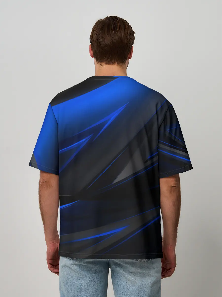 Мужская футболка оверсайз / Blue and Black