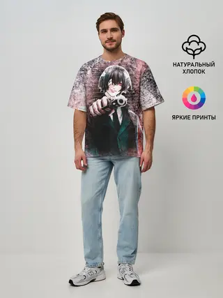 Мужская футболка оверсайз / Опасный Дазай Осаму