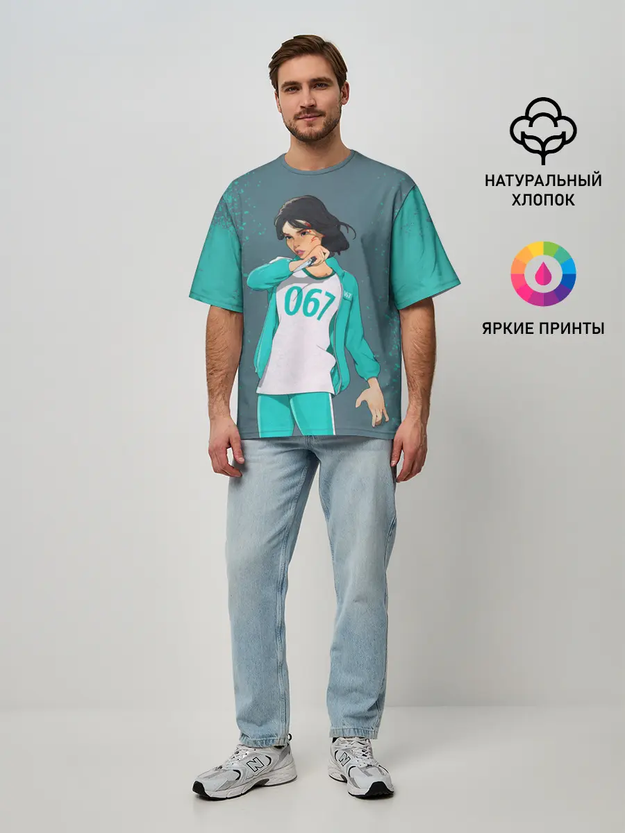 Мужская футболка оверсайз / 067 | Кан Сэ Бёк с ножом