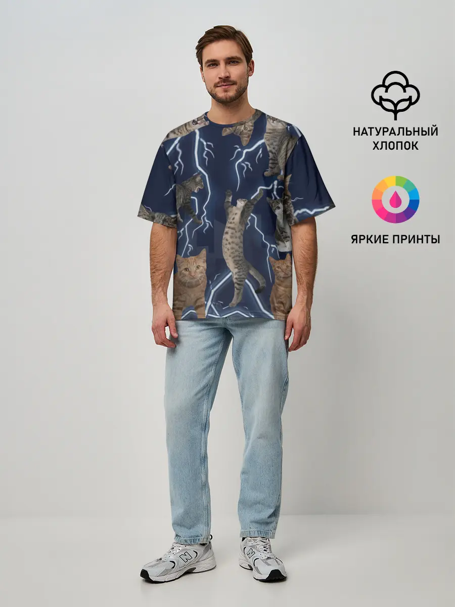 Мужская футболка оверсайз / Коты