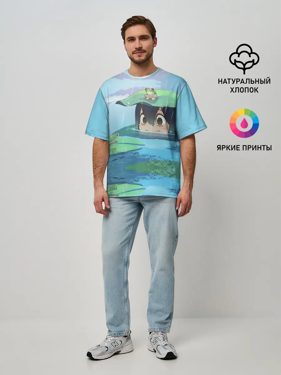 Мужская футболка оверсайз / Тсую Асуи прячется под водой