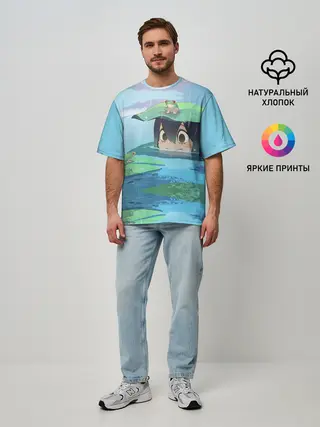 Мужская футболка оверсайз / Тсую Асуи прячется под водой