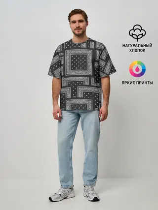Мужская футболка оверсайз / 3D Бандана v.black