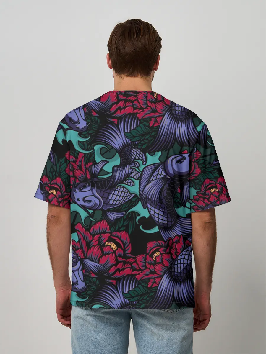 Мужская футболка оверсайз / Японские карпы