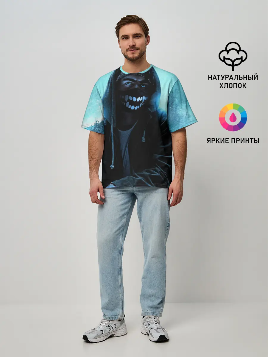 Мужская футболка оверсайз / Парень в маске