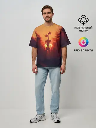 Мужская футболка оверсайз / СИРЕНОГОЛОВЫЙ ORANGE