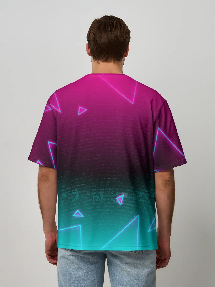 Мужская футболка оверсайз / РЕТРО СКОРПИОН НЕОН