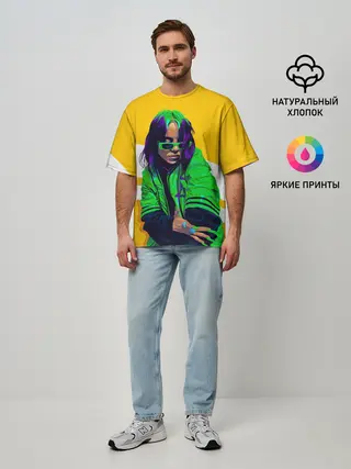 Мужская футболка оверсайз / Green Eilish