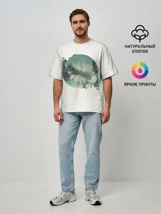 Мужская футболка оверсайз / Необычное окно