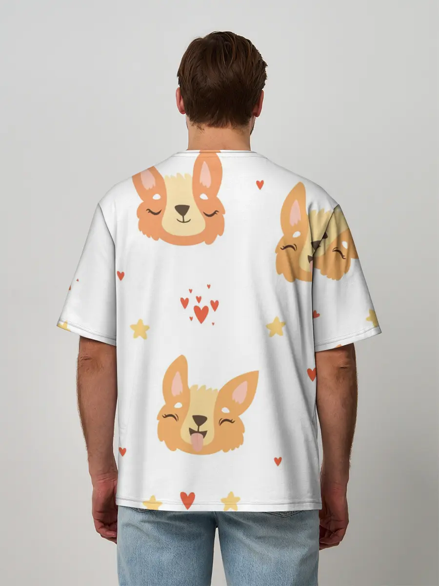Мужская футболка оверсайз / Милый Корги