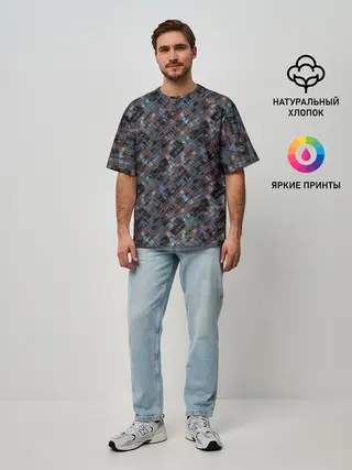 Мужская футболка оверсайз / Коричневый абстрактный узор