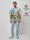 Мужская футболка оверсайз / Город в небе