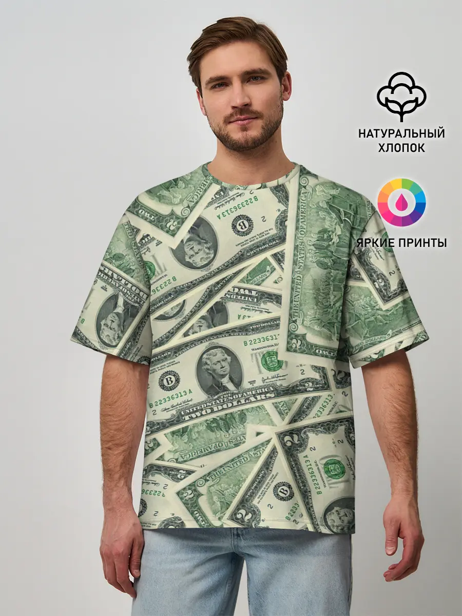 Мужская футболка оверсайз / Доллар