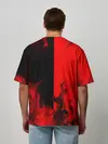 Мужская футболка оверсайз / BLACK RED FIRE