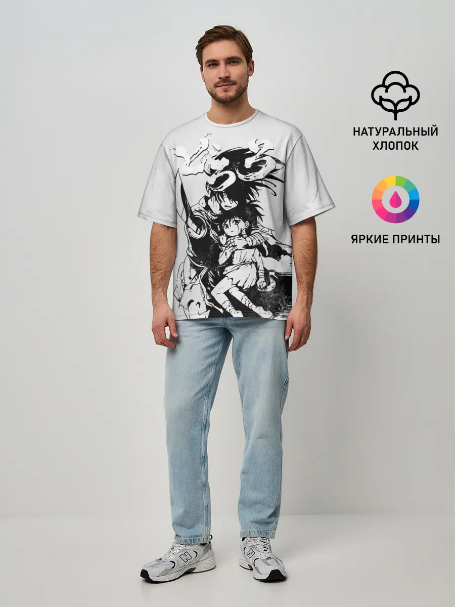 Мужская футболка оверсайз / Хяккимару и Дороро