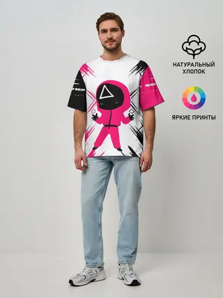 Мужская футболка оверсайз / SQUID GAME | ИГРА В КАЛЬМАРА | треугольник.