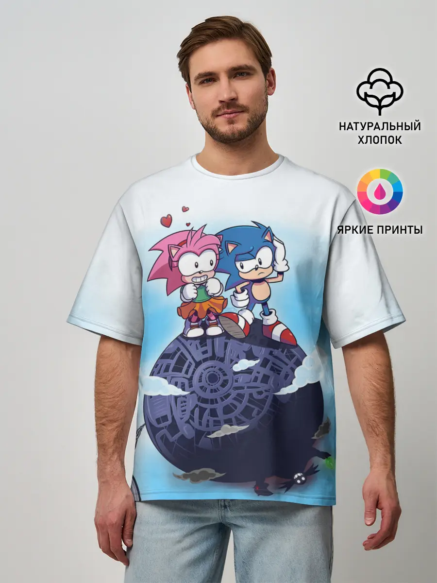 Мужская футболка оверсайз / SONIC | AMY ROSE