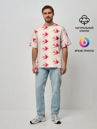 Мужская футболка оверсайз / Синицы