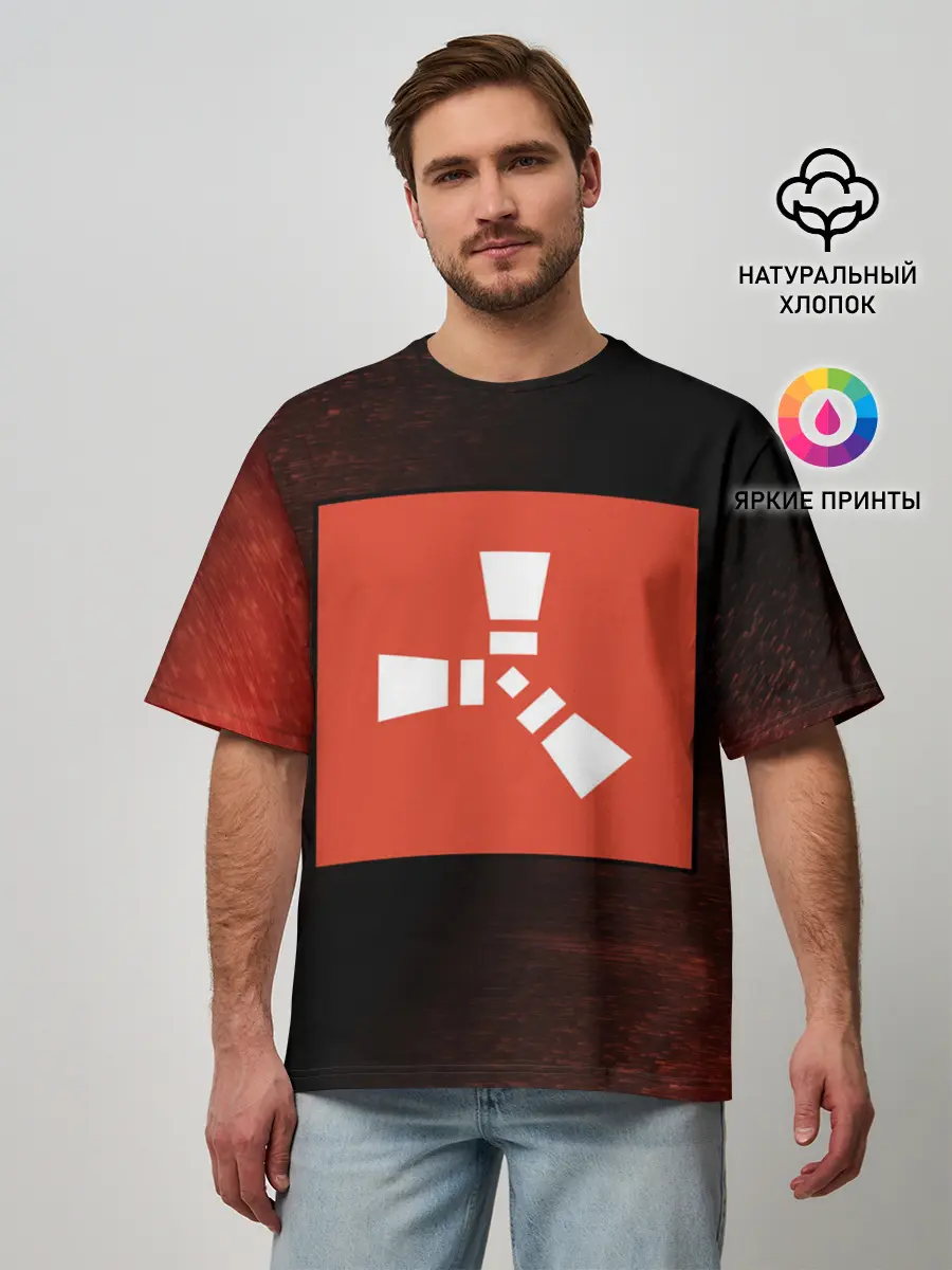 Мужская футболка оверсайз / РАСТ - Глитч