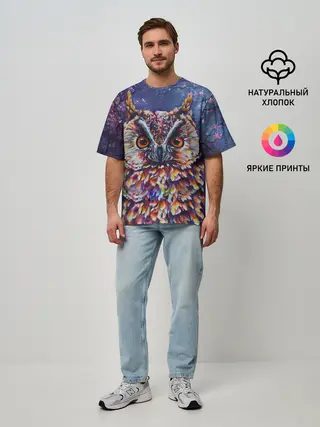 Мужская футболка оверсайз / Сова