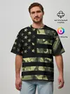 Мужская футболка оверсайз / American Flag Camo