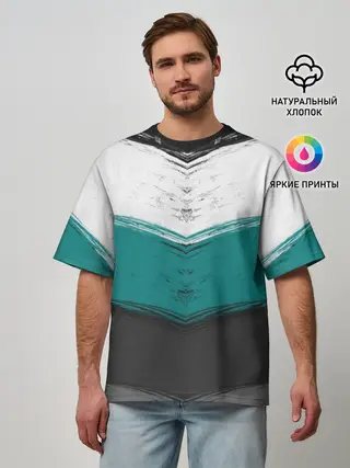 Мужская футболка оверсайз / Полосатый абстрактный принт