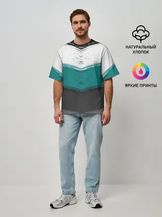 Мужская футболка оверсайз / Полосатый абстрактный принт