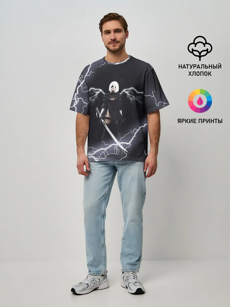 Мужская футболка оверсайз / Nier Automata | 2b Light