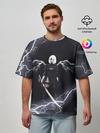 Мужская футболка оверсайз / Nier Automata | 2b Light