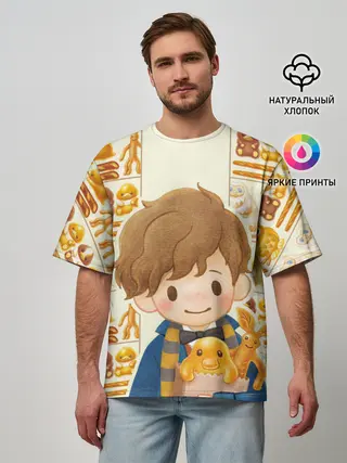 Мужская футболка оверсайз / Newton Scamander in Bakery