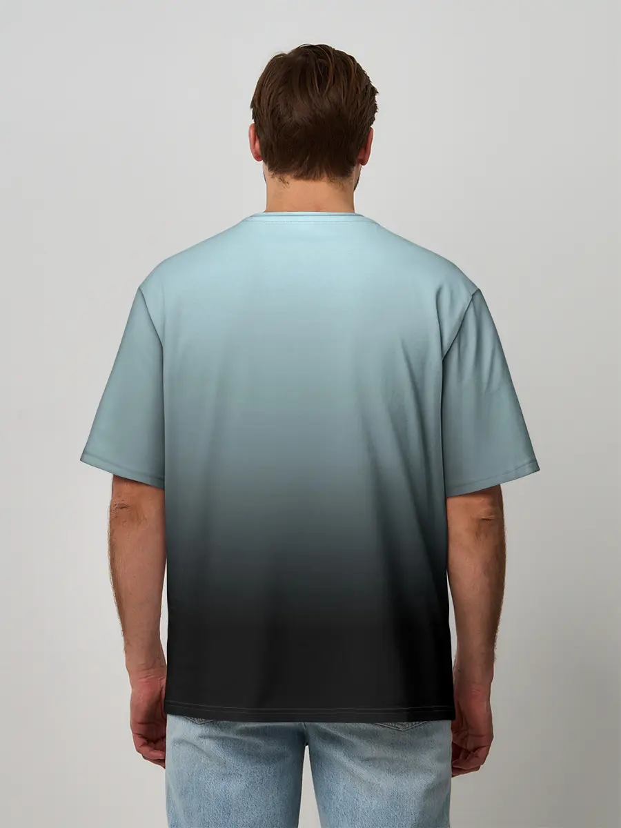 Мужская футболка оверсайз / Black and Blue gradient