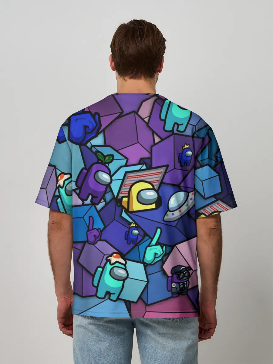 Мужская футболка оверсайз / Among Us кубики