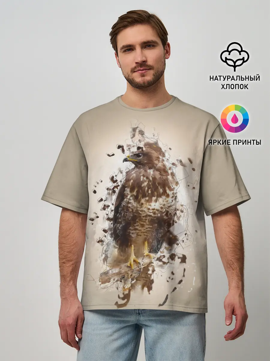 Мужская футболка оверсайз / Птица