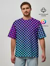 Мужская футболка оверсайз / Checkerboard gradient