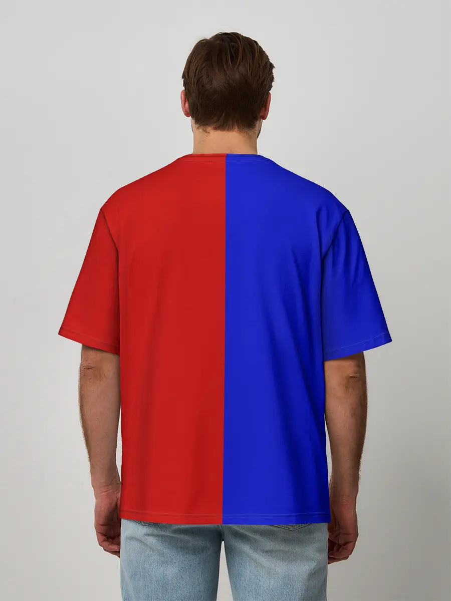 Мужская футболка оверсайз / Красно-синий