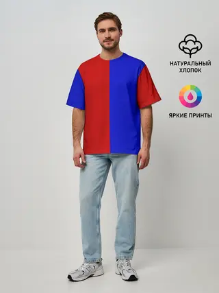Мужская футболка оверсайз / Красно-синий