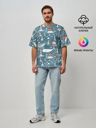 Мужская футболка оверсайз / Море и его жители