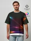 Мужская футболка оверсайз / Неоновые Линии
