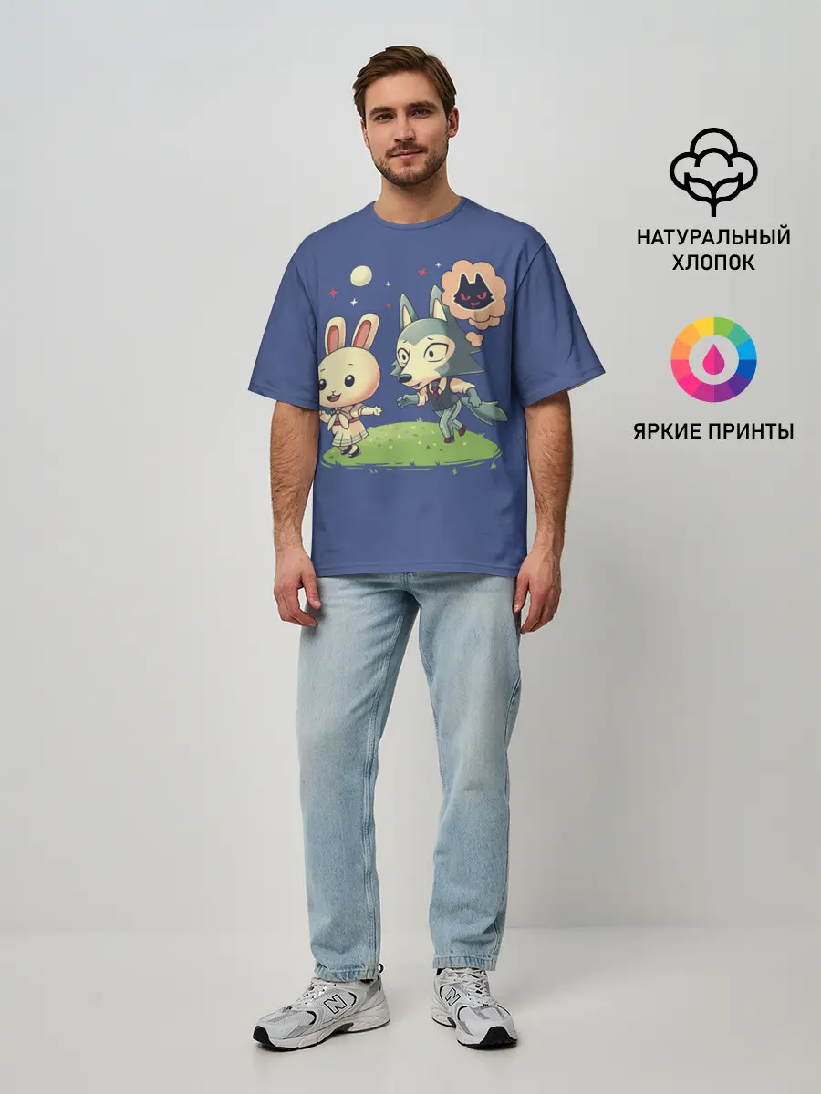 Мужская футболка оверсайз / Зайка и волчек | Beastars