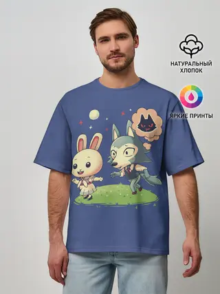 Мужская футболка оверсайз / Зайка и волчек | Beastars