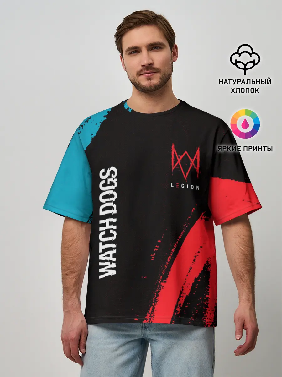 Мужская футболка оверсайз / WATCH DOGS LEGION / ВОТЧ ДОГС