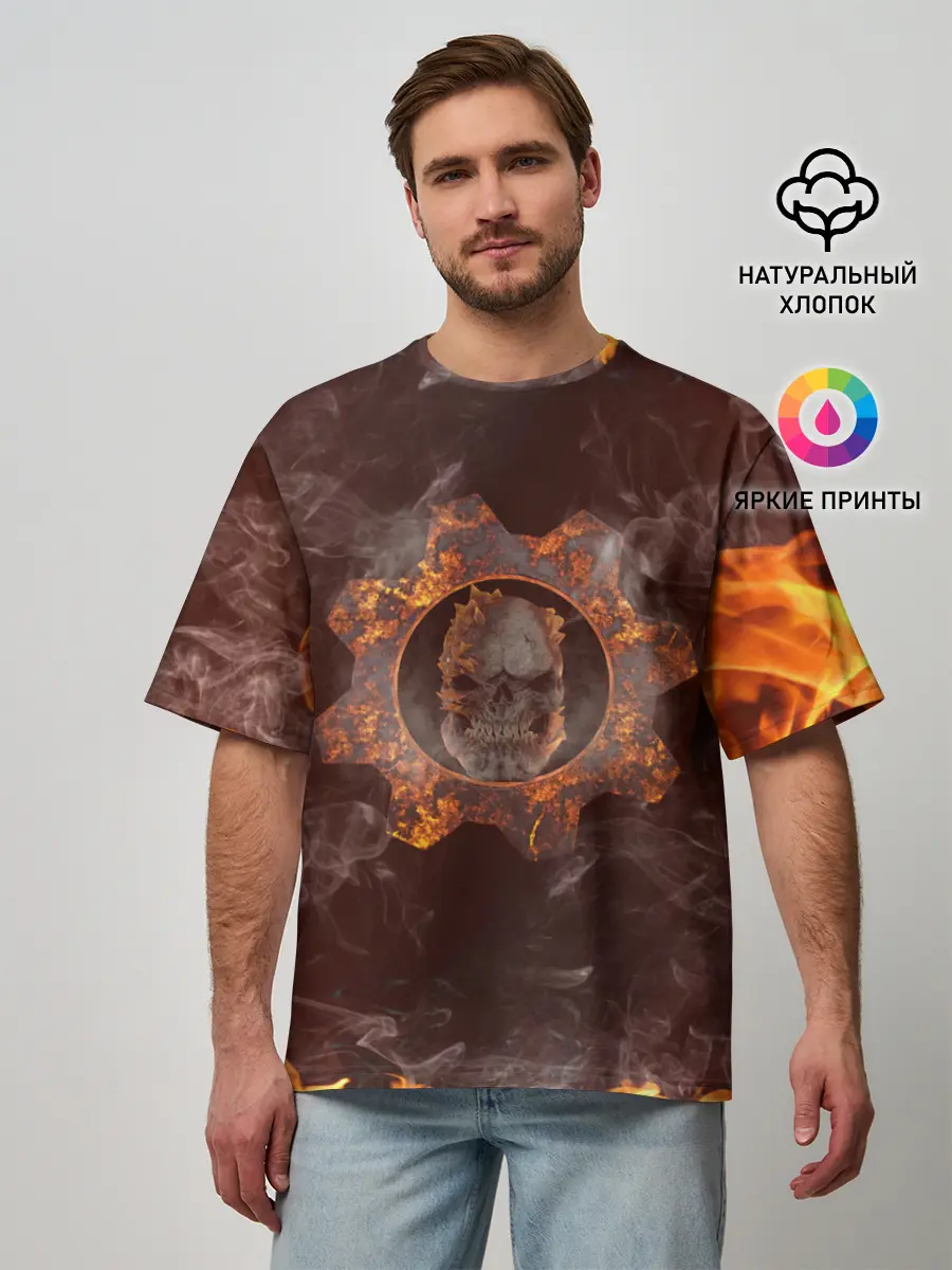 Мужская футболка оверсайз / ШЕСТЕРНЯ | GEARS OF WAR