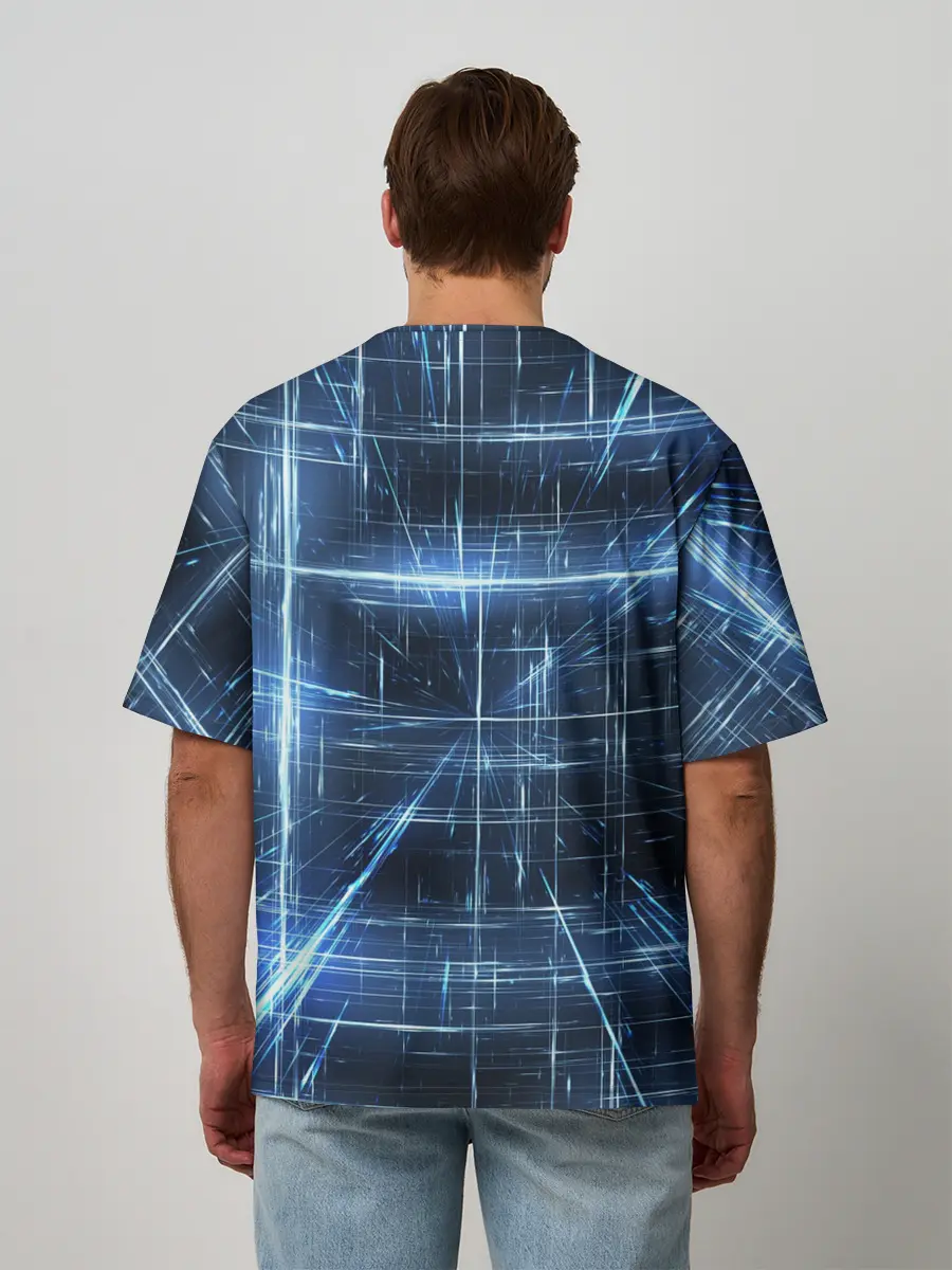 Мужская футболка оверсайз / Линии неона