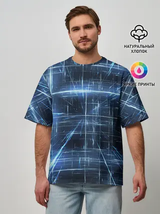 Мужская футболка оверсайз / Линии неона