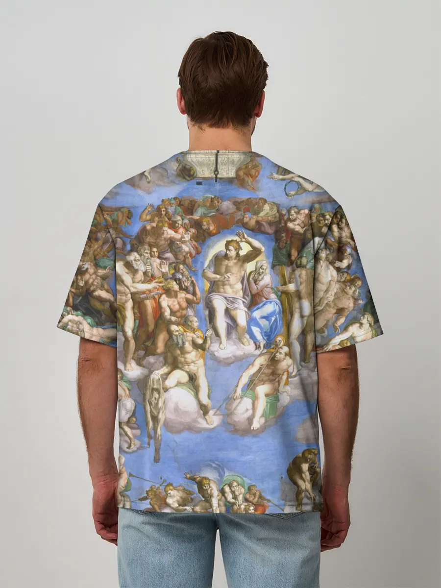 Мужская футболка оверсайз / Микеланджело страшный суд