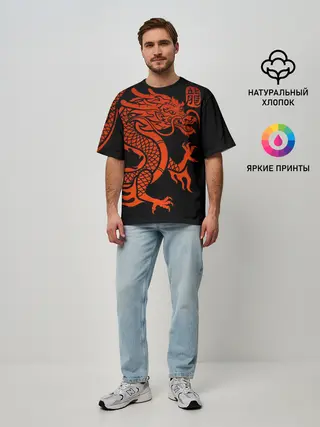 Мужская футболка оверсайз / RED CHINA DRAGON