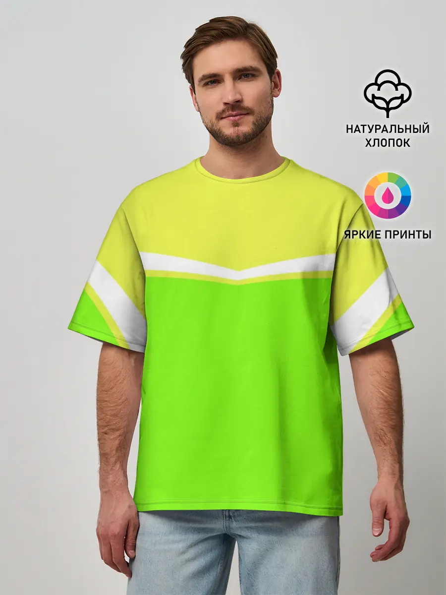 Мужская футболка оверсайз / Угол зеленый