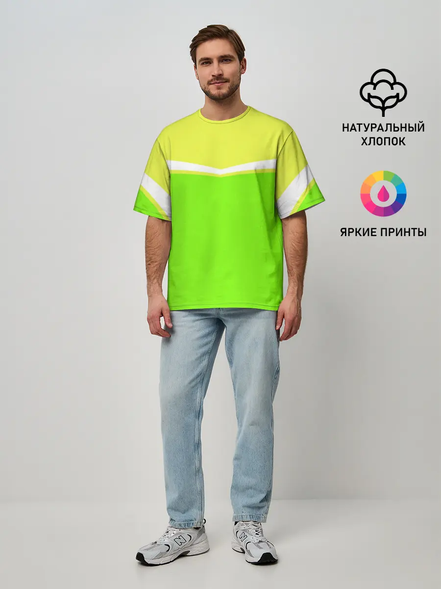 Мужская футболка оверсайз / Угол зеленый
