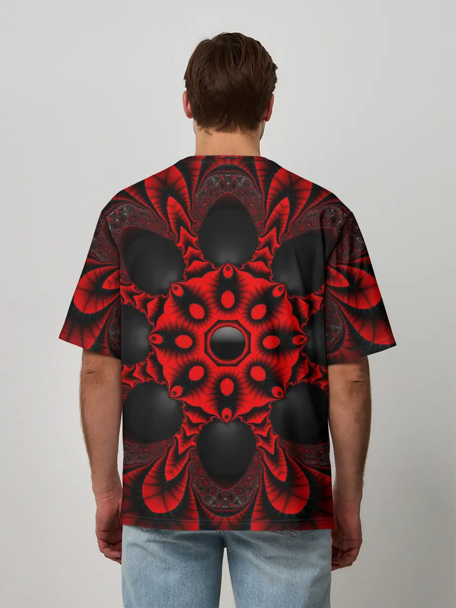 Мужская футболка оверсайз / Красный цветок